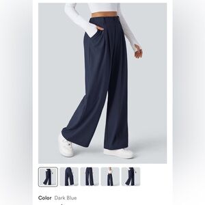 SOLD Halara Flex™ High Waisted Pocket Wide Leg Waffle Work Pants | Dark Blue